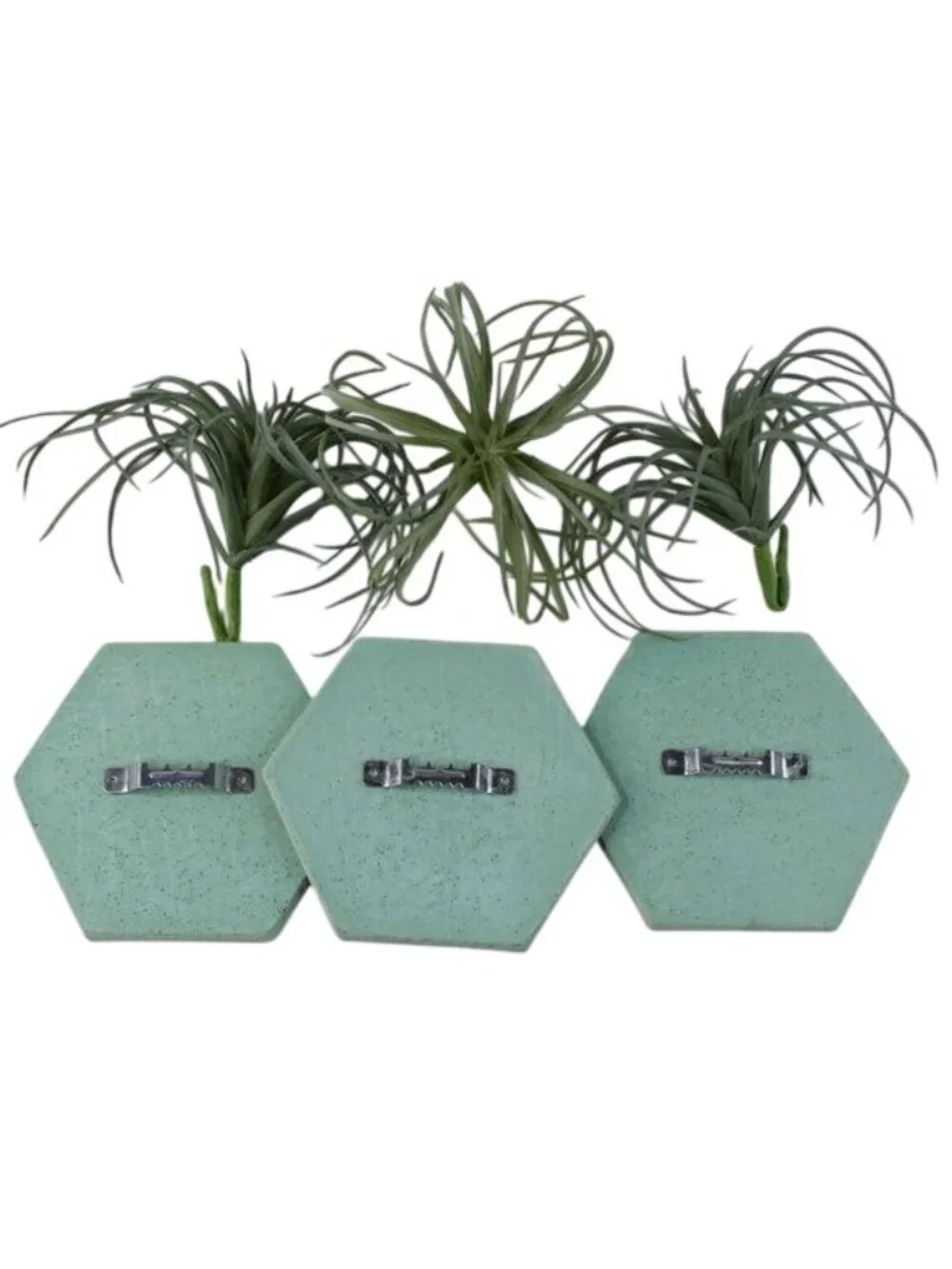 Faux Succulent 3PC Set Wall Pockets Teal Decor Modern Bohemian - Picture 3 of 4